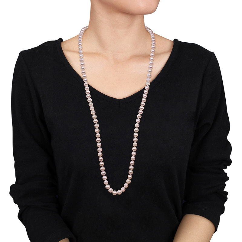 8.0 - 8.5mm Cultured Akoya Endless Pearl Strand Necklace - 36"