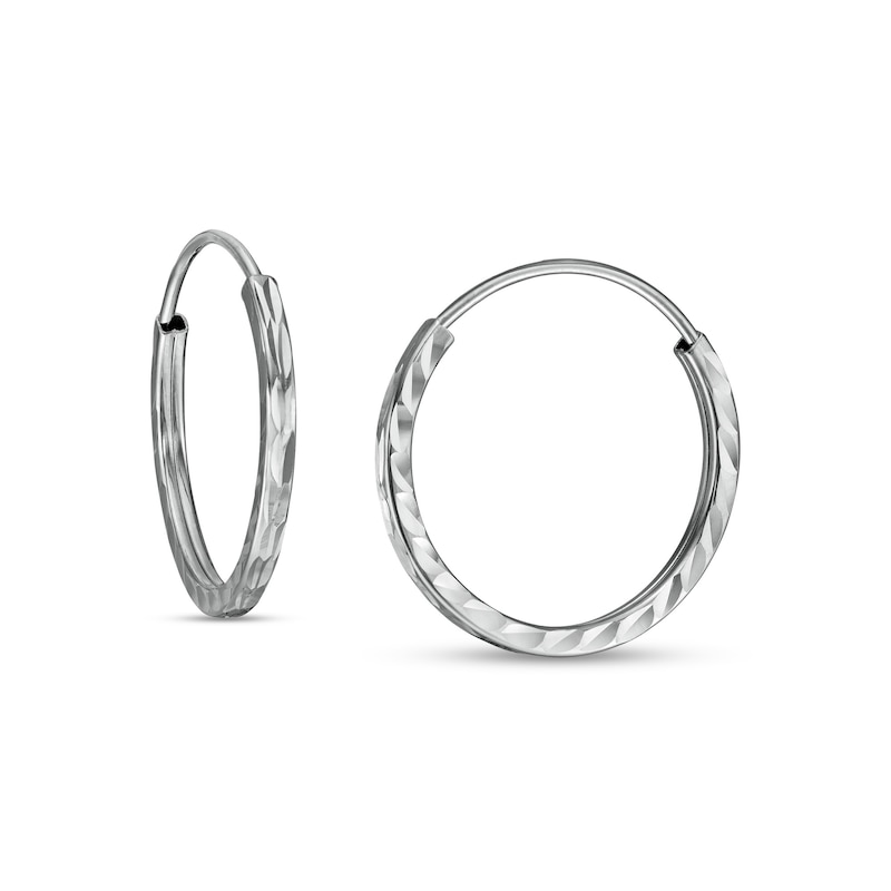 Main Image 1 of 17.0mm Diamond-Cut Continuous Square Tube Hoop Earrings in 14K White Gold