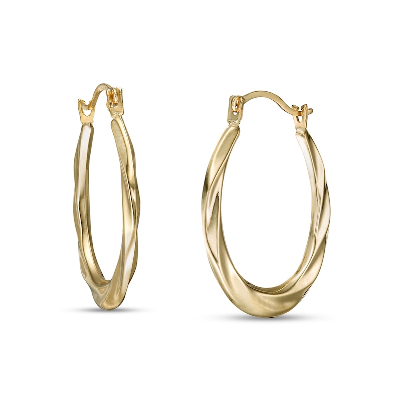 21.0mm Twist Oval Hoop Earrings in 14K Gold|Peoples Jewellers