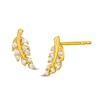 Thumbnail Image 1 of Cubic Zirconia Curved Leafy Branch Stud Earrings in 10K Gold