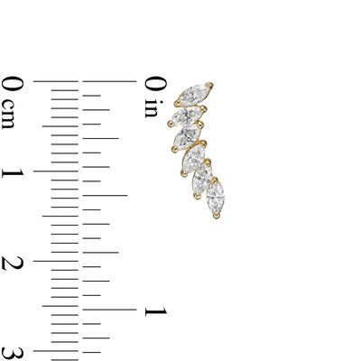 Marquise Cubic Zirconia Slant Six Stone Curved Crawler Earrings in 10K Gold