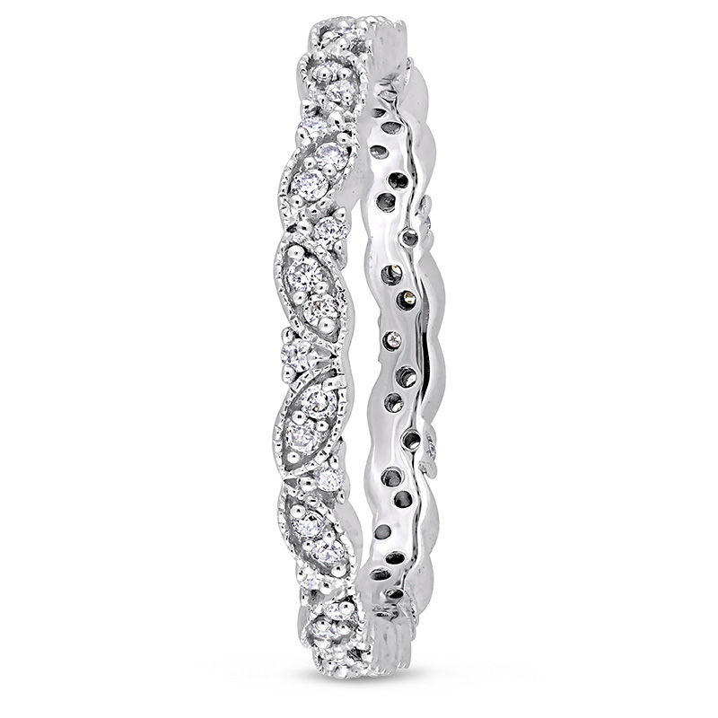 Main Image 2 of 0.24 CT. T.W. Diamond Alternating Vintage-Style Eternity Wedding Band in 14K White Gold