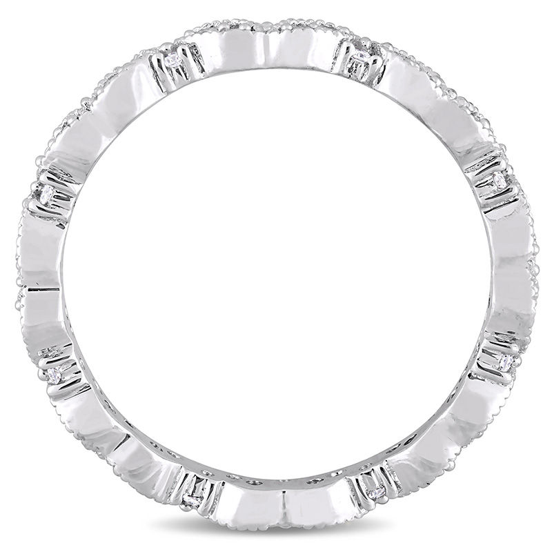 Main Image 3 of 0.24 CT. T.W. Diamond Alternating Vintage-Style Eternity Wedding Band in 14K White Gold