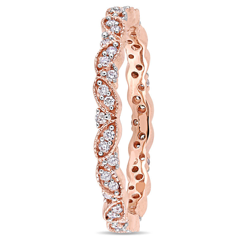 Main Image 2 of 0.24 CT. T.W. Diamond Alternating Vintage-Style Eternity Wedding Band in 14K Rose Gold