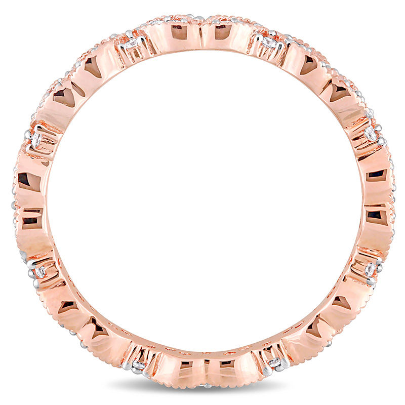 0.24 CT. T.W. Diamond Alternating Vintage-Style Eternity Wedding Band in 14K Rose Gold