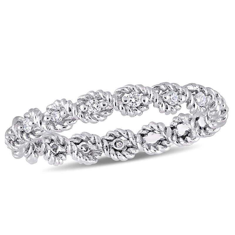 0.17 CT. T.W. Diamond Twist Rope Eternity Wedding Band in 10K White Gold