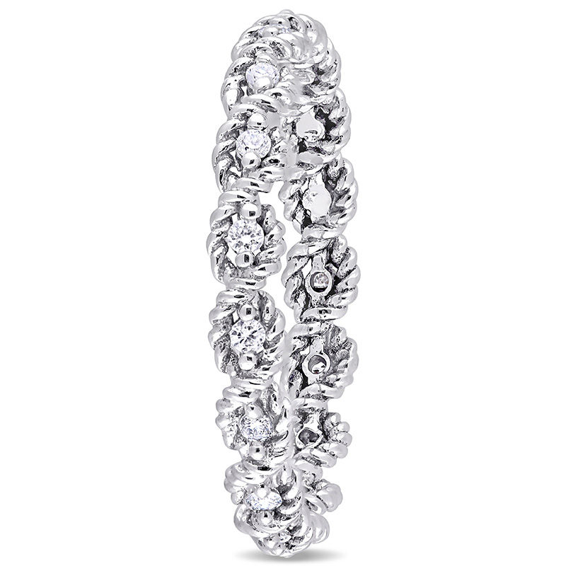 0.17 CT. T.W. Diamond Twist Rope Eternity Wedding Band in 10K White Gold