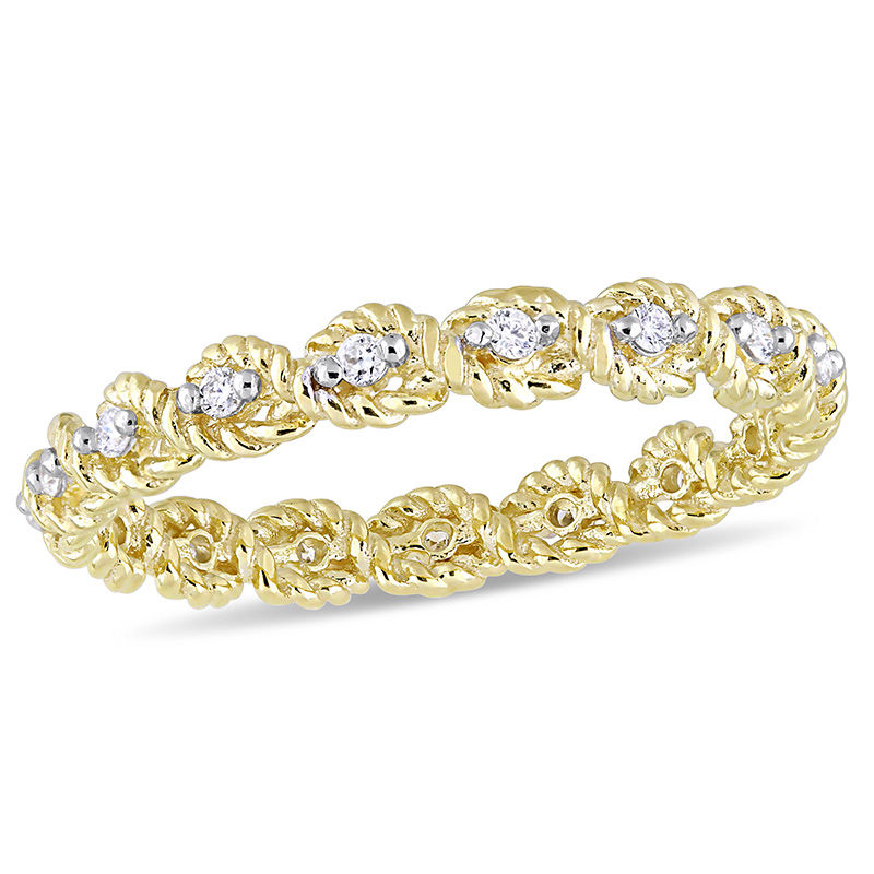 Main Image 1 of 0.17 CT. T.W. Diamond Twist Rope Eternity Wedding Band in 10K Gold