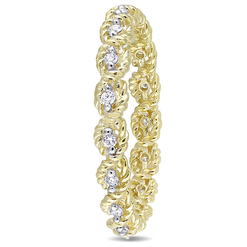 Main Image 2 of 0.17 CT. T.W. Diamond Twist Rope Eternity Wedding Band in 10K Gold