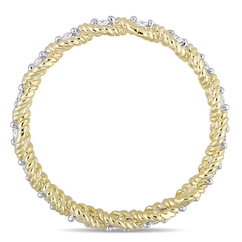 Main Image 3 of 0.17 CT. T.W. Diamond Twist Rope Eternity Wedding Band in 10K Gold