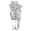 Thumbnail Image 1 of 0.24 CT. T.W. Diamond Three Stone Frame Twist Bridal Set in Sterling Silver