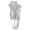 Thumbnail Image 2 of 0.24 CT. T.W. Diamond Three Stone Frame Twist Bridal Set in Sterling Silver