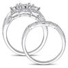 Thumbnail Image 3 of 0.24 CT. T.W. Diamond Three Stone Frame Twist Bridal Set in Sterling Silver