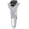 Thumbnail Image 1 of 1.73 CT. T.W. Enhanced Black and White Diamond Three Stone Bypass Scallop Frame Engagement Ring in 10K White Gold