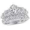 Thumbnail Image 1 of 0.21 CT. T.W. Diamond Tilted Square Frame Vintage-Style Bridal Set in Sterling Silver