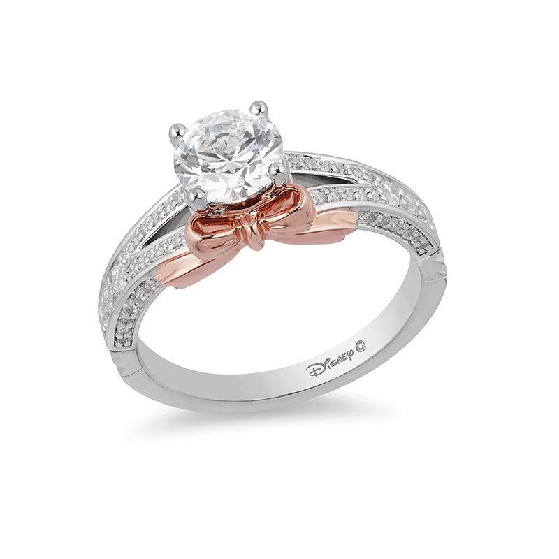 Limited Edition Enchanted Disney Snow White 1.33 CT. T.W. Diamond Bow Engagement Ring in 14K Two-Tone Gold