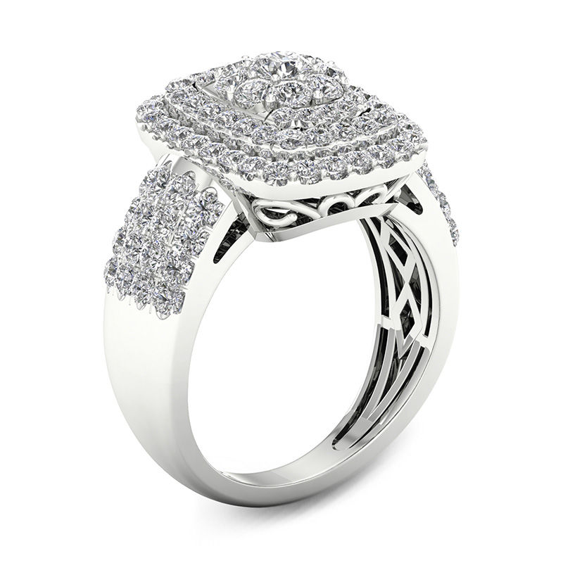 1.45 CT. T.W. Diamond Rectangle Frame Multi-Row Ring in 10K White Gold