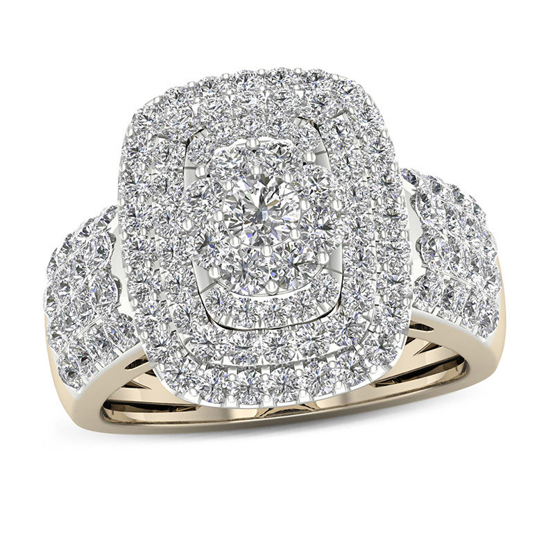 1.45 CT. T.W. Diamond Rectangle Frame Multi-Row Ring in 10K Gold