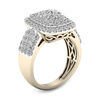 Thumbnail Image 1 of 1.45 CT. T.W. Diamond Rectangle Frame Multi-Row Ring in 10K Gold