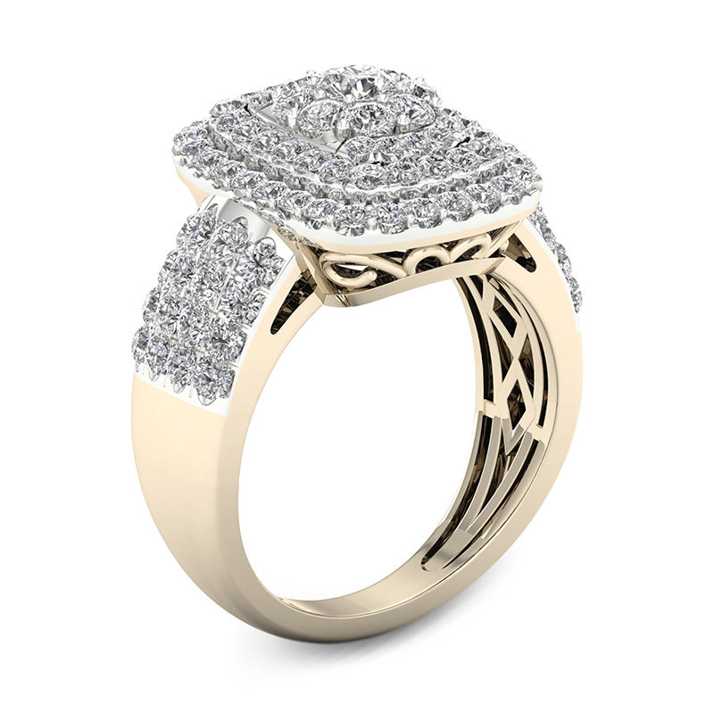 1.45 CT. T.W. Diamond Rectangle Frame Multi-Row Ring in 10K Gold