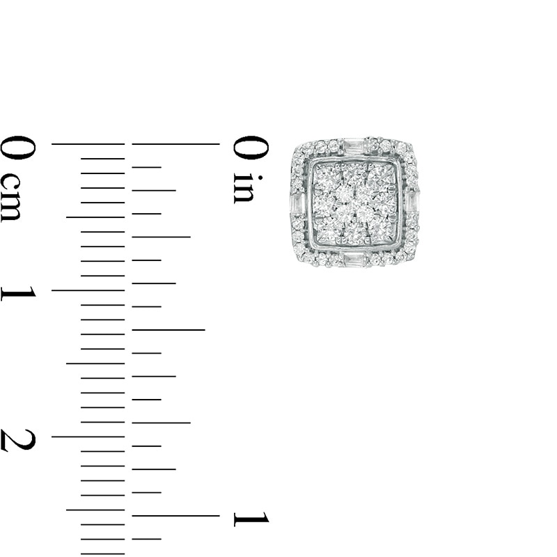 0.45 CT. T.W. Composite Diamond Cushion Frame Stud Earrings in 10K White Gold