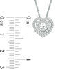 5.0mm Heart-Shaped Lab-Created White Sapphire Double Frame Pendant in Sterling Silver