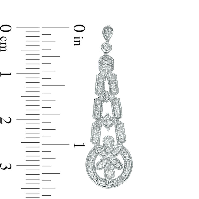 Main Image 2 of Lab-Created White Sapphire Art Deco Vintage-Style Drop Earrings in Sterling Silver