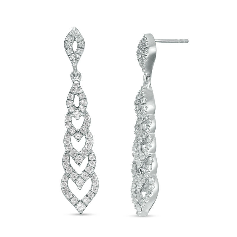 Lab-Created White Sapphire Multi-Tier Flame Drop Earrings in Sterling Silver