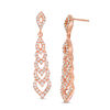Lab-Created White Sapphire Multi-Tier Flame Drop Earrings in Sterling Silver with 14K Rose Gold Plate