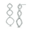 Thumbnail Image 0 of Lab-Created White Sapphire Geometric Triple Drop Earrings in Sterling Silver