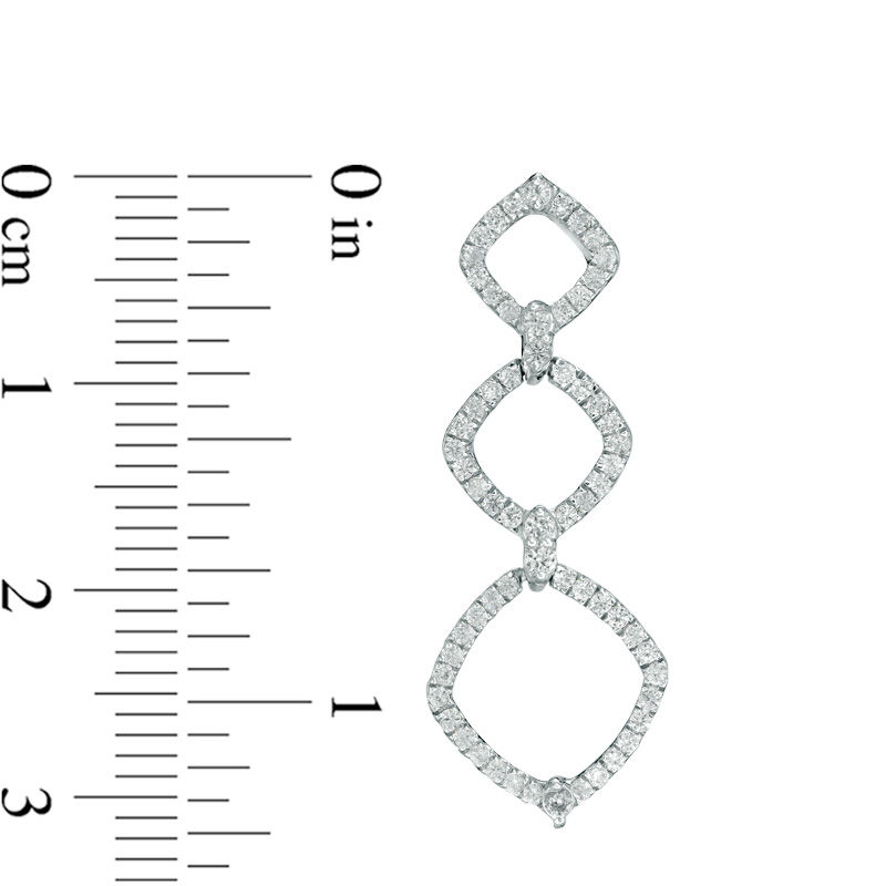 Lab-Created White Sapphire Geometric Triple Drop Earrings in Sterling Silver