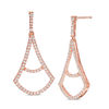 Thumbnail Image 0 of Lab-Created White Sapphire Pendulum Drop Earrings in Sterling Silver with 14K Rose Gold Plate
