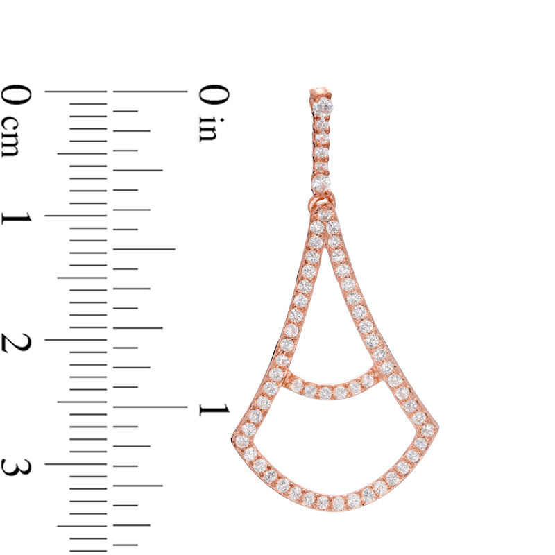 Lab-Created White Sapphire Pendulum Drop Earrings in Sterling Silver with 14K Rose Gold Plate