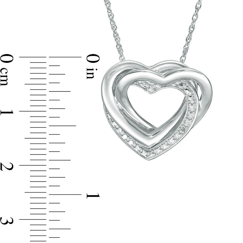 Diamond Accent Interlocking Hearts Pendant in Sterling Silver