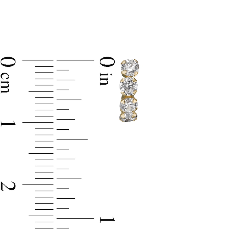 3.0mm Cubic Zirconia Four Stone Curved Stud Earrings in 14K Gold|Peoples Jewellers