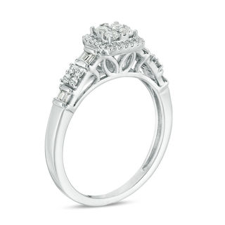 0.37 CT. T.W. Multi-Diamond Square Frame Ring in 10K White Gold
