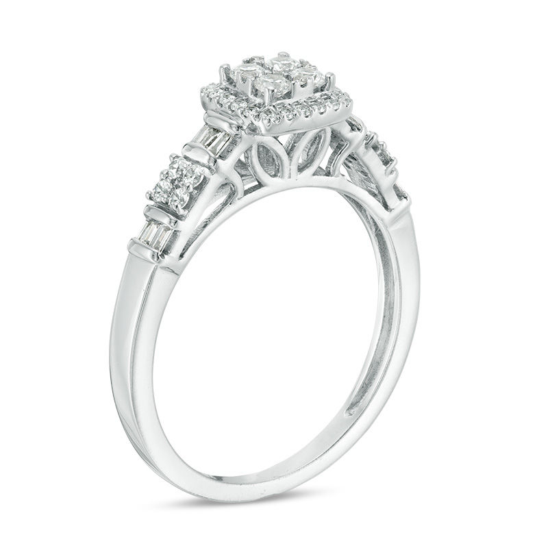 0.37 CT. T.W. Multi-Diamond Square Frame Ring in 10K White Gold
