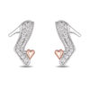 Thumbnail Image 2 of Enchanted Disney Cinderella 0.086 CT. T.W. Diamond Slipper Stud Earrings in Sterling Silver and 10K Rose Gold