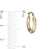 Thumbnail Image 3 of 17.0mm Multi-Finish Knife Edge Twist Huggie Hoop Earrings in 14K Tri-Tone Gold