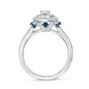 Thumbnail Image 3 of Vera Wang Love Collection 0.58 CT. T.W. Oval Diamond and Blue Sapphire Double Frame Engagement Ring in 14K White Gold