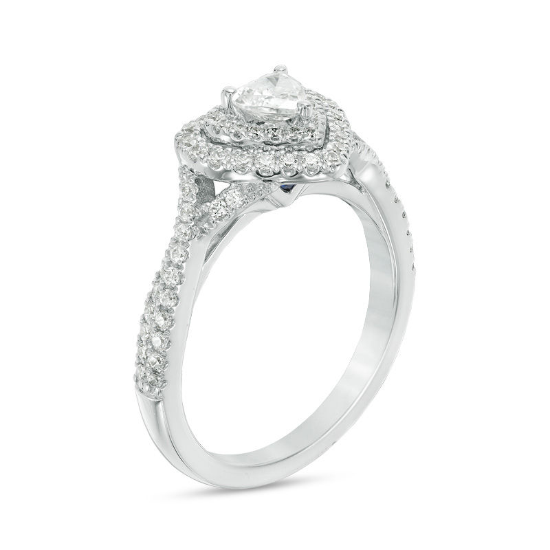 Vera Wang Love Collection 0.69 CT. T.W. Heart-Shaped Diamond Double Frame Twist Engagement Ring in 14K White Gold