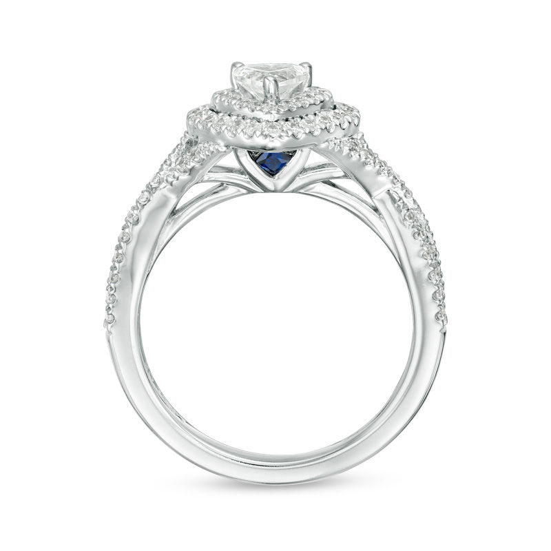 Vera Wang Love Collection 0.69 CT. T.W. Heart-Shaped Diamond Double Frame Twist Engagement Ring in 14K White Gold