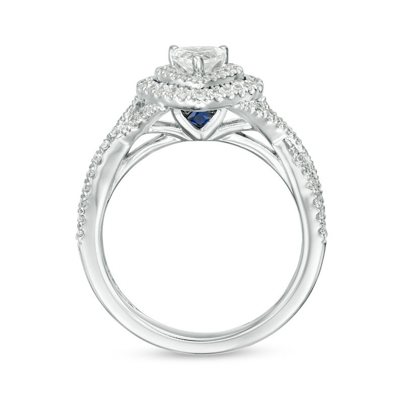 Main Image 3 of Vera Wang Love Collection 0.69 CT. T.W. Heart-Shaped Diamond Double Frame Twist Engagement Ring in 14K White Gold