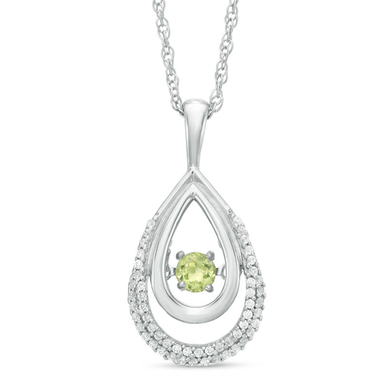 Unstoppable Love™ Peridot and 0.15 CT. T.W. Diamond Teardrop Pendant in Sterling Silver