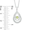 Unstoppable Love™ Peridot and 0.15 CT. T.W. Diamond Teardrop Pendant in Sterling Silver