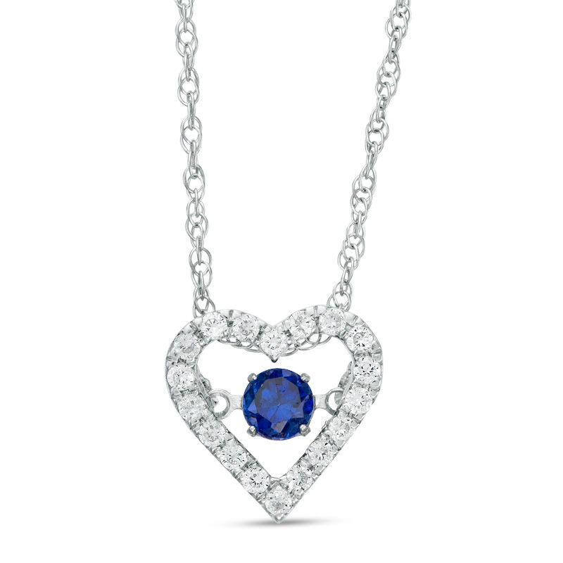 Main Image 1 of Unstoppable Love™ Lab-Created Blue and White Sapphire Heart Pendant in Sterling Silver