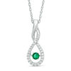 Unstoppable Love™ Lab-Created Emerald and 0.15 CT. T.W. Diamond Twist Teardrop Pendant in 10K White Gold