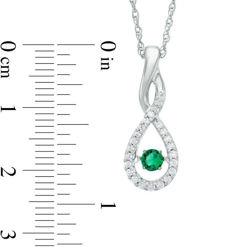 Unstoppable Love™ Lab-Created Emerald and 0.15 CT. T.W. Diamond Twist Teardrop Pendant in 10K White Gold