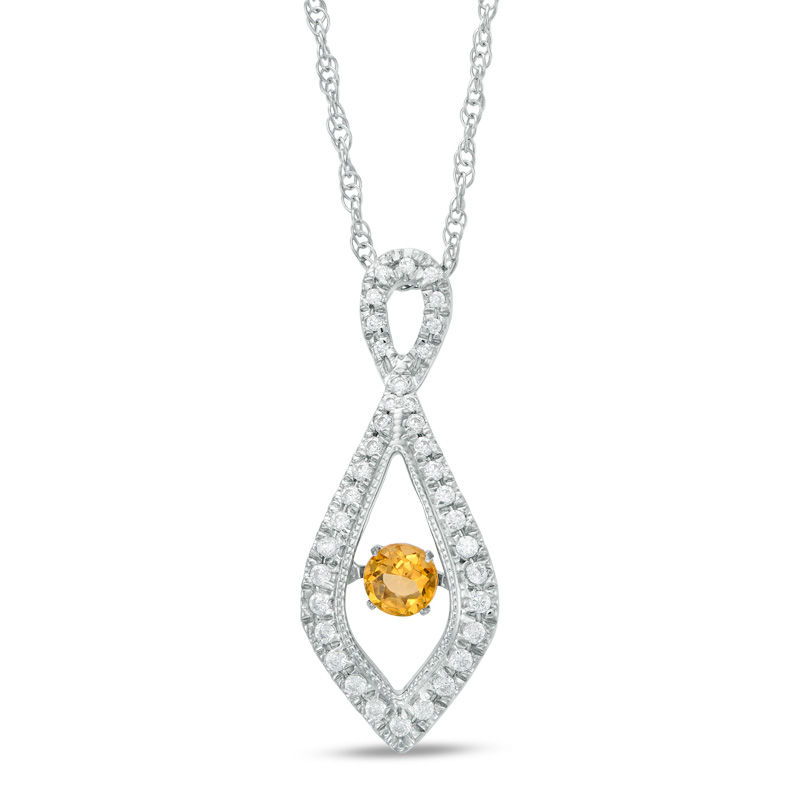 Unstoppable Love™ Citrine and 0.18 CT. T.W. Diamond Vintage-Style Infinity Pendant in Sterling Silver