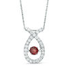 Unstoppable Love™ 5.7mm Garnet and Lab-Created White Sapphire Ribbon Pendant in Sterling Silver